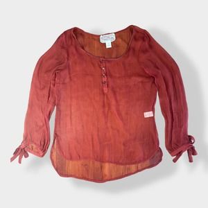 Nick and Mo 100% Silk Red 3/4‎ sleeve top Size L